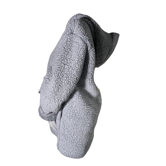 Victoria Secret PINK Sherpa Cardigan M/L Open Jacket Hoodie Gray Cozy Warm - Picture 4 of 7